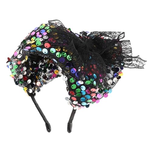 FOMIYES Faszinierendes Fascinator Haarreif mit Großem Pailletten Hut und Retro Schleife Leichter Kopfschmuck für Damen Geeignet für Tea Party Hochzeit Bankett Festliche Anlässe und von FOMIYES