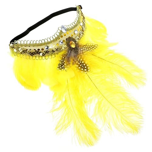 FOMIYES Faszinierendes Feder Headpiece Damen Karneval Haarreif Party Haarband Festival Kopfschmuck Gelb Langlebig Bequem Modisch für Bühnenauftritt Hochzeit Geburtstag Cosplay von FOMIYES