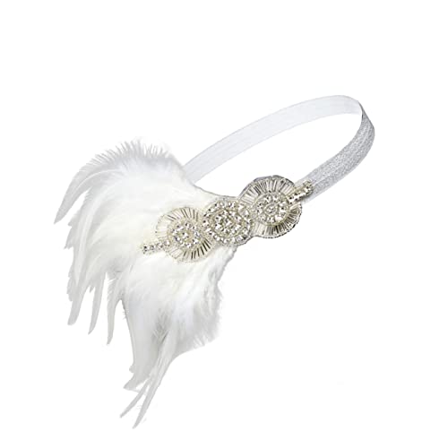 FOMIYES Feder Stirnband 20er Jahre Stirnband Haarschmuck Federstirnband Aus Den 1920er Jahren Flapper-haarband Vintage Flapper Stirnband Weiß Braut Kleid Schallwand FOMIYES Feder Stirnband 20er Jahre Stirnband Haarschmuck Federstirnband Aus Den 1920er Jahren Flapper-haarband Vintage Flapper Stirnband Weiß Braut Kleid Schallwand von FOMIYES