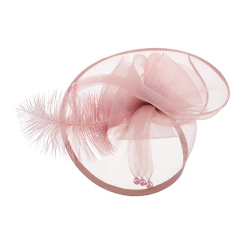 FOMIYES Bridal Fascinator Haarschmuck Mit Perlen Und Schleife Kopfbedeckung Für Hochzeiten Teepartys Und Festliche Anlässe Passend Für Damen Und Mädchen Zartem Rosa von FOMIYES