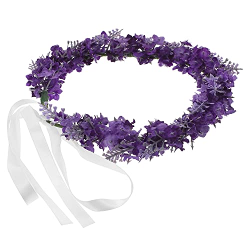 FOMIYES Fee Lavendel Hochzeitsblatt Mit Blumen -halo-stirnband Floraler Haarkranz Kranz Blumenkopfschmuck Weihnachtsstirnbänder Für Frauen Elf Blaue Elastisch Violett Baby von FOMIYES