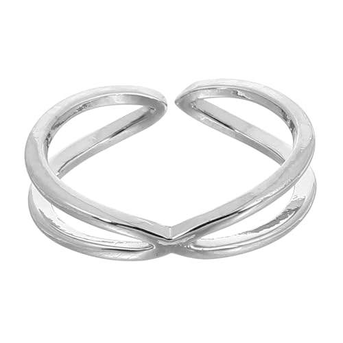 FOMIYES Feiner Sterling Silber Offener Damenring Verstellbarer Kreuzring Minimalistischer Modeschmuck Eleganter Fingerring für Frauen und Mädchen Bequemer Zeitloser Schmuck für Alltag und von FOMIYES