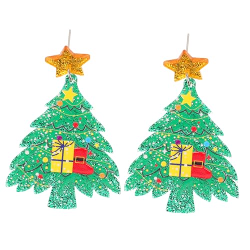 FOMIYES Festliche Weihnachtsbaum Ohrhänger aus Robustem Acryl Leichte Modische Damen Ohrringe mit Sternen-charm Vielseitig für Weihnachtsfeiern Silvester und Festliche Anlässe von FOMIYES