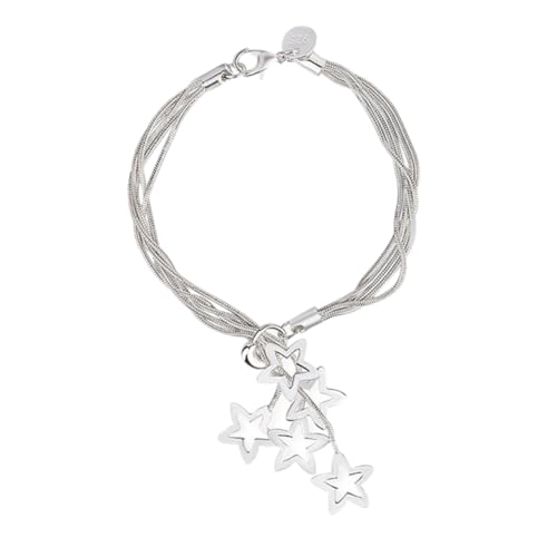 FOMIYES Five Stars Silberarmband mit Hohlstern Freundschafts und Beziehungsschmuck Inspirierendes Armband für Familie Freunde und Modisches Glücksarmband von FOMIYES