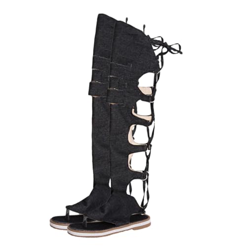 FOMIYES Flache Damen Sandalen Römischer Stil mit Hohem Schaft Offene Zehen Sommerboots Leichtes Bequemes Fußbett Strapazierfähige Sommerschuhe für Alltag und Shopping von FOMIYES