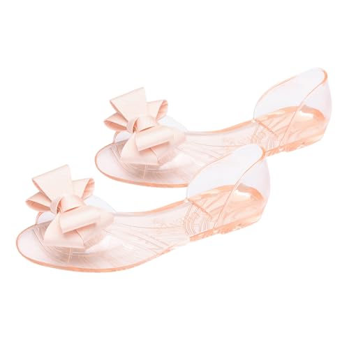 FOMIYES Flache Damen Sandalen Sommer Bowknot Sandals Beige Leichte Jelly Flats mit Offener Zehe Kreative Strand und Freizeitschuhe Bequeme Sommerschuhe für Frauen FOMIYES Flache Damen Sandalen Sommer Bowknot Sandals Beige Leichte Jelly Flats mit Offener Zehe Kreative Strand und Freizeitschuhe Bequeme Sommerschuhe für Frauen von FOMIYES