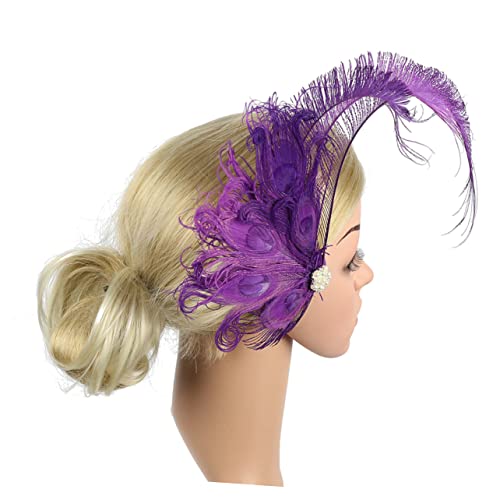 FOMIYES Flapper-kopfstück Feder Haarnadeln Braut Hochzeit Schallwand Violett von FOMIYES