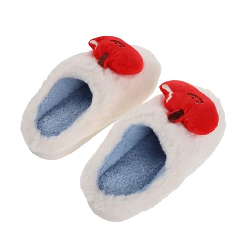 FOMIYES Flauschige Apfel-Hausschuhe Winter Plüsch Slipper Warm Kuschelig mit Leichter Rutschfester Sohle Weiche Cartoon Obst Pantoffeln für Damen und Herren Gemütliche Indoor-Hausschuhe von FOMIYES