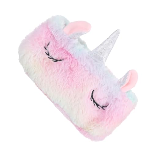 FOMIYES Flauschige Plüsch Federmappe Mädchen Regenbogen Kosmetiktasche Multifunktionale Make Up Tasche mit Reißverschluss Flauschiger Stifteköcher und Reise Münzbeutel für Damen von FOMIYES