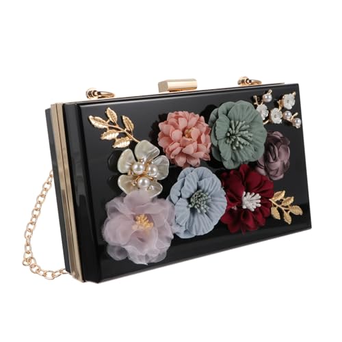 FOMIYES Blumen Abendtasche Für Damen Kleine Quadratische Tasche Hochzeitstasche Mode Clutch Aus Acrylmaterial Zum Tragen Als Umhängetasche Oder Crossbody-tasche von FOMIYES
