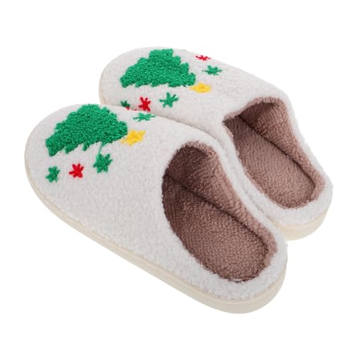FOMIYES Fluffy Weihnachtsbaum Hausschuhe Unisex Weiche Warme Winterpantoffeln Rutschfest Gemütlich Innenbereich Passend Für Fuß Kreative Kuschelige Hausschuhe Für Zuhause von FOMIYES