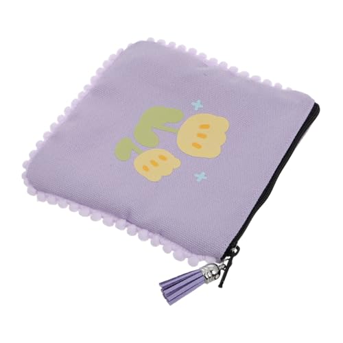 FOMIYES Geldbörse Mit Quasten Tragbar Geldbeutel Klein Münze Dame Karikatur Mädchen Wechseln Die Handtasche Cartoon-münzgeldbörse Aufbewahrung Von Geldbörsen Segeltuch Violett von FOMIYES