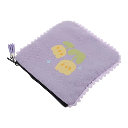FOMIYES Geldbörse mit Quasten klein Geldbeutel Dame Karikatur Münze mini geldbörse Münz-Organizer-Geldbörse Mini -Beutel Canvas-Tasche mit Reißverschluss Münzorganisator Segeltuch Violet von FOMIYES