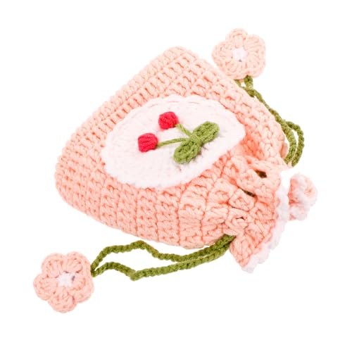 FOMIYES Kordelzugtasche Für Frauen Aus Wollgarn Gewebte Geldbörse Outdoor Kleine Tasche Mit Kordelzugverschluss von FOMIYES