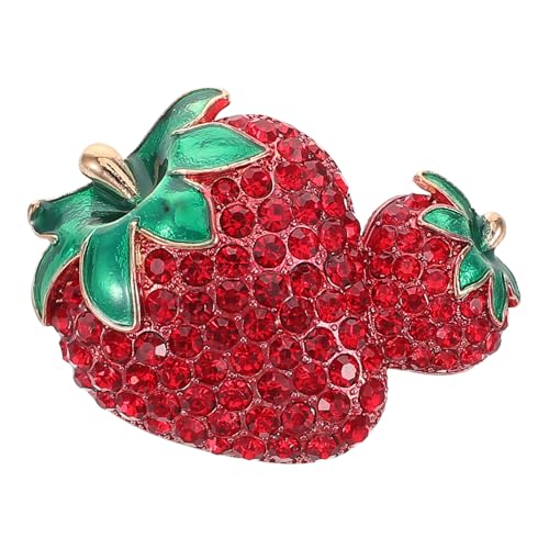 FOMIYES Glänzende Erdbeer Brosche mit Strass Robuste Anstecknadel Vielseitiges Accessoire für Kleidung Taschen und Hüte Stilvolles Obst für Modebewusste Frauen Ergänzung für von FOMIYES