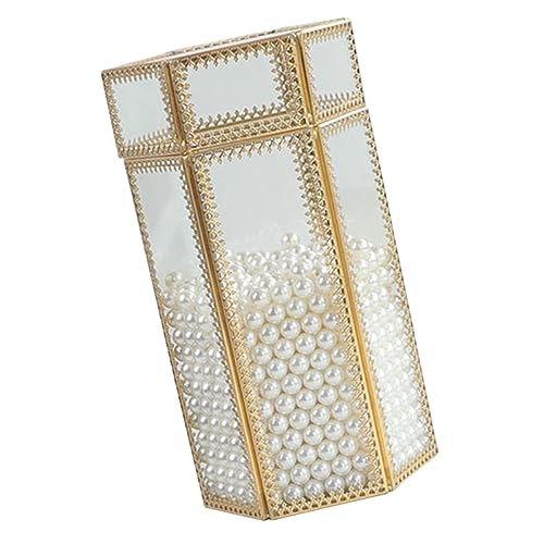 FOMIYES Glas Schminkpinsel Organizer Transparent Mit Deckel Pinseleimer Für Kosmetikpinsel Mit Perlen Für Lippenstifte Lipgloss von FOMIYES
