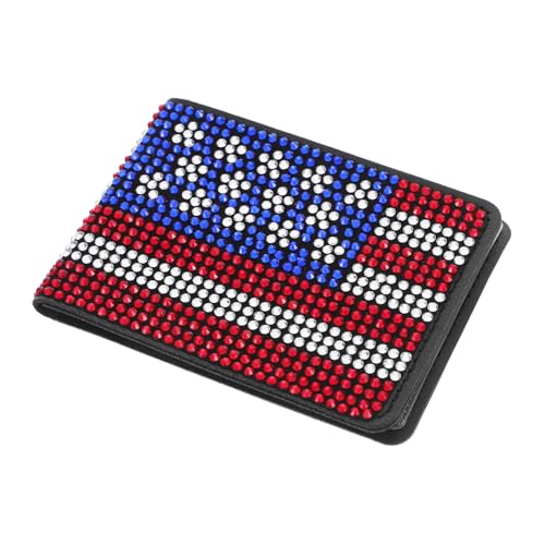 FOMIYES Glitzernde Amerikanische Flagge Auto Führerscheinhalter Wasserabweisender Dokumentenorganizer mit Strasssteinen Stilvolle Fahrzeug-registrierungstasche für Damen Herren Teens von FOMIYES