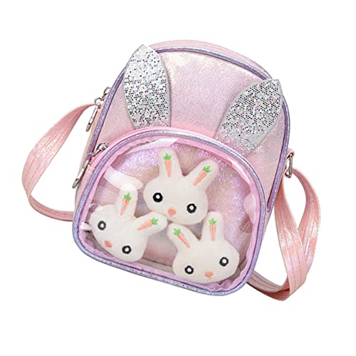 FOMIYES Glitzernde Umhängetasche für Chic Zipper Design Praktische Schultertasche mit Süßem Cartoon Rabbit Muster Partys Langlebiges PU von FOMIYES