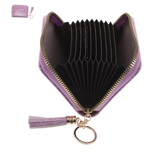 FOMIYES Glitzerndes Accordion Kartenetui mit Reißverschluss und Schlüsselanhänger Quaste Große Kapazität Leichtes Damen Portemonnaie für Karten Münzen für Alltag und Reisen von FOMIYES