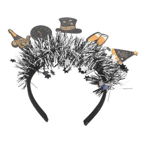 FOMIYES Glitzerndes Neujahrs stirnband mit Uhr hut Design Festliches Haarband für Silvester Weihnachtsfeiern Langlebiges Schimmerndes Party accessoire für Festliche Outfits von FOMIYES