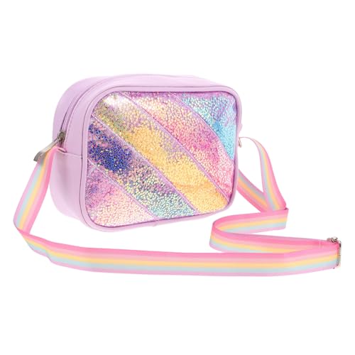 FOMIYES Glitzertasche mit Pailletten Cartoon Schultertasche mit Verstellbarem Riemen Regenbogen Sternmuster Leichte Umhängetasche für Mädchen und Kleinkinder Modisch und Langlebig von FOMIYES