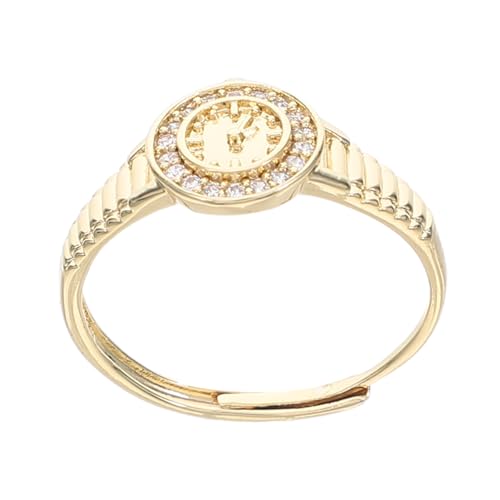 FOMIYES Gold Vintage Uhr Ring Einstellbare Quarzuhr Mini Fingeruhr Offener Ring für Damen und Herren Präzise Zeitmessung Modisches Schmuckaccessoire für Party und Alltag von FOMIYES