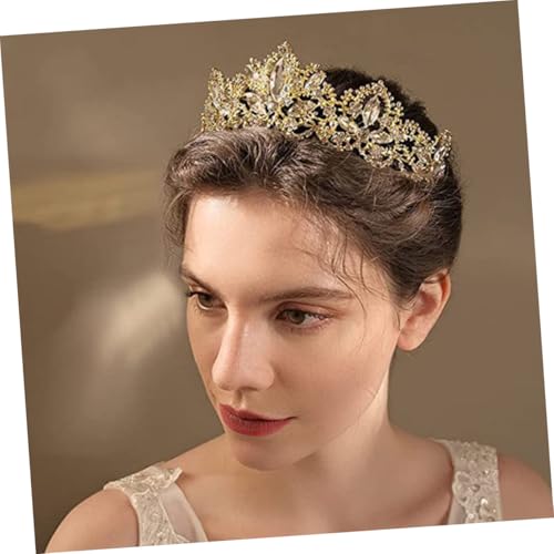 FOMIYES Goldene Brautkrone mit Strass Eleganter Haarschmuck für Frauen und Mädchen Langlebige Legierung Festliche Tiara für Hochzeit Party Ball und Besondere Anlässe von FOMIYES