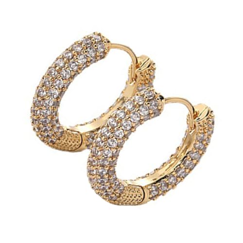 FOMIYES Goldene Creolen Ohrringe mit Zirkonia Besetzt Vintage Kupfer Ohrschmuck für Damen Langlebige Legierung Cartilage Hoops für Alltag Party und Besondere Anlässe von FOMIYES