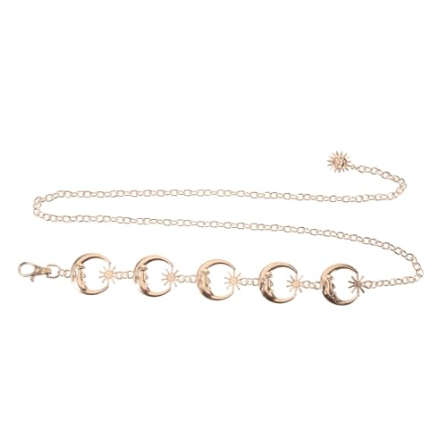 FOMIYES Goldene Verstellbare Taillenkette aus Metall mit Mond und Stern Design Eleganter Bauchschmuck für Damen Modischer Gürtel für Kleider Vielseitiges Accessoire für Alltag und von FOMIYES