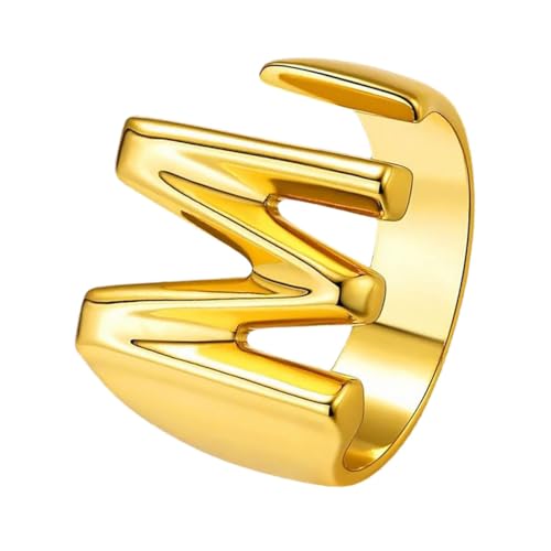 FOMIYES Goldener Offener Ring mit Buchstabe aus Langlebigem Messing Modisches Finger schmuckstück Verstellbarer Unisex ring Bequemes Design für Damen und Herren Eleganter Modeschmuck von FOMIYES