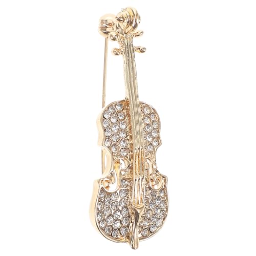 FOMIYES Goldfarbene Violin Brosche mit Funkelnden Strasssteinen Anstecknadel für Kleidung Rucksack Schal Vielseitiges Accessoire für Damen und Herren Vintage Inspiriertes Schmuckstück von FOMIYES