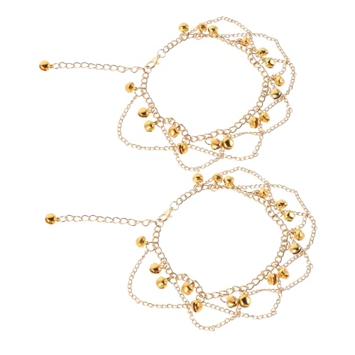 FOMIYES Goldfarbenes Boho Fußkettchen mit Mehrschichtigen Glöckchen und Dynamischen Quasten Eleganter Knöchelreif für Tanzauftritte und Partys Modischer Schmuck für Frauen und Mädchen von FOMIYES