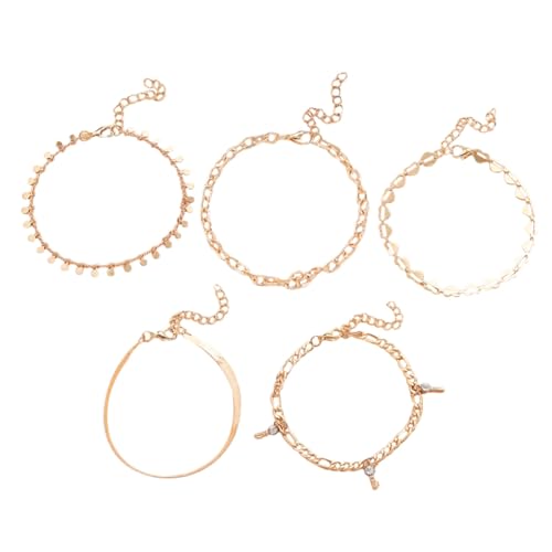 FOMIYES Goldfarbenes Fußkettchen Damen mit Herzanhänger Leichte Langlebige Schmuckkette Modische Fußdekoration für Strand Festival und Alltag Verziert mit Funkelnden Kristallen Vielseitig von FOMIYES