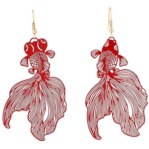 FOMIYES Goldfisch Ohrringe Damen Anhänger Hohle Fischform Leicht Legierung Modisch Alltag Party Schmuck von FOMIYES
