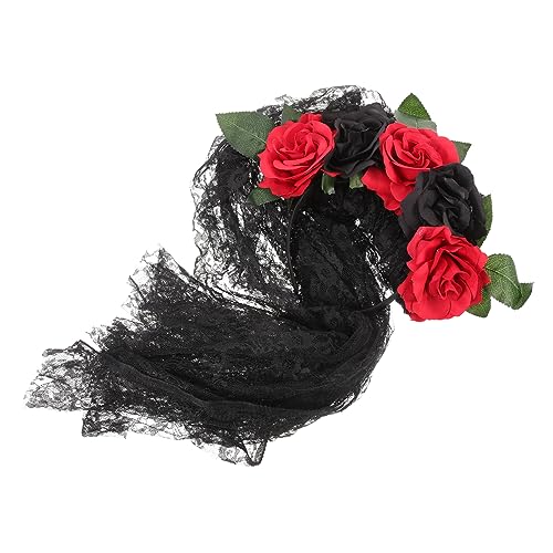 FOMIYES Gothic Veil Haarschmuck Kunstblumen-haareif Mit Schleier Für Halloween Cosplay Und Hochzeiten Vielseitig Bequem Und Leicht Für Damen Und Mädchen von FOMIYES