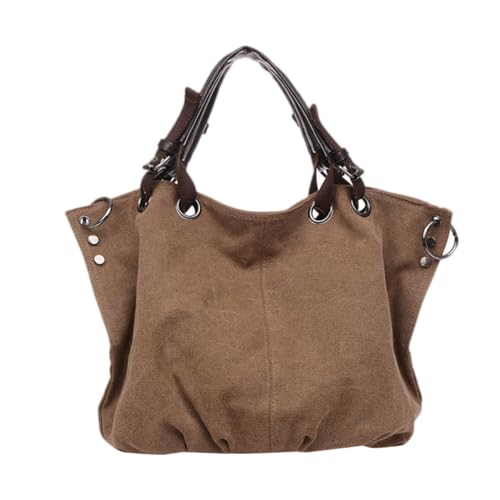 FOMIYES Große Damen Canvas Tote Bag Robuste Tragbare Handtasche Dickem für Strand Shopping Freizeit und Alltag Kaffee Stilvolles Design Geräumig Leicht und Langlebig von FOMIYES