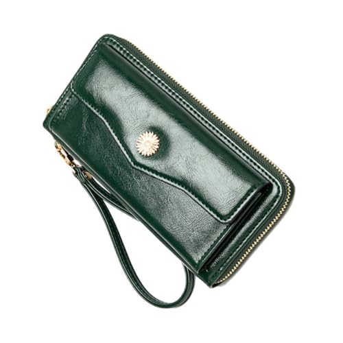 FOMIYES Große Damen Handtasche mit Reißverschluss Langes Portemonnaie mit Münzfach Kartenetui und Vielseitiger Aufbewahrung für Reisen Business und Alltag Elegantes Grünes Design von FOMIYES