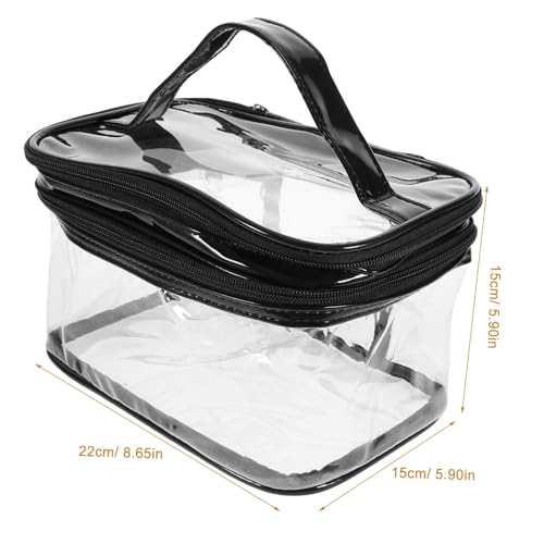 FOMIYES Große Doppellagige Kosmetiktasche mit Tragegriff Transparente PVC Make Up Tasche Vielseitiger Organizer für Damen Geräumige Schminktasche und Reiseetui Praktischer Kosmetikbeutel von FOMIYES