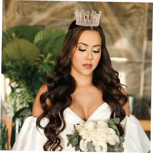 FOMIYES Große Goldfarbene Prinzessin Krone Braut Tiara mit Funkelnden Strasssteinen Leichter Hochzeit Haarschmuck Bequemer Sitz Vielseitiges Accessoire für Geburtstag und Festliche Anlässe von FOMIYES