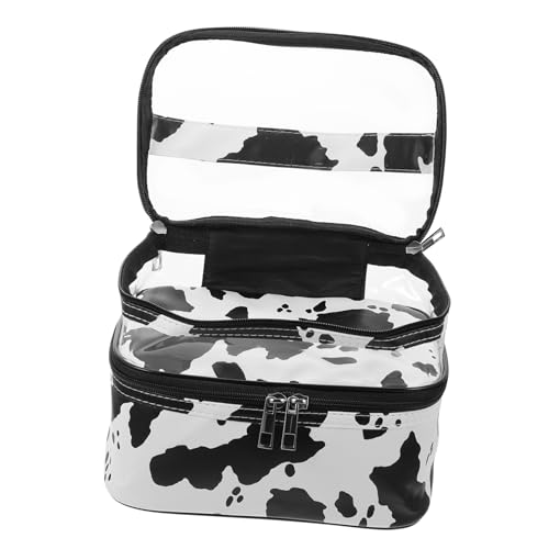 FOMIYES Aufbewahrungstasche mit Kuhmuster Zweilagiger Toilettenartikel-Organizer Reise-Make-up- von FOMIYES