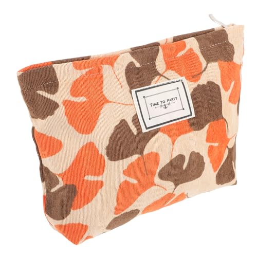 FOMIYES Große Kosmetiktasche mit Ginkgoblatt Langlebiges Canvas Material Geräumige Make Up und Toilettenartikel Aufbewahrungstasche für Frauen als Reise und Alltagstasche von FOMIYES