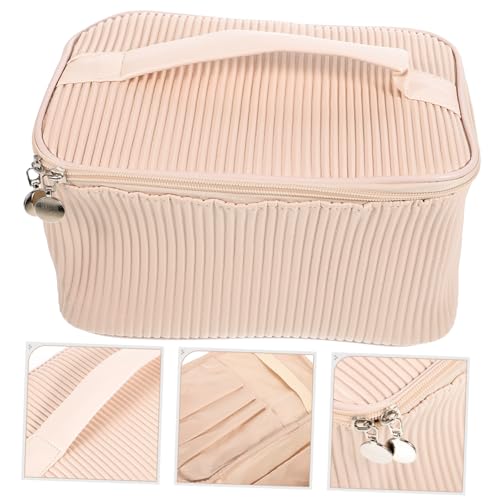 FOMIYES Große Leder Kosmetiktasche mit Reißverschluss Multifunktionaler Reise Organizer für Make up Toilettenartikel und Styling Tools Tragbare Schminktasche für Damen und Unterwegs von FOMIYES