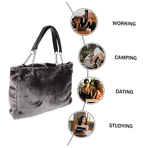FOMIYES Große Plüsch Damen Handtasche Kuschelige Umhängetasche mit Viel Stauraum Leichtes Material Weiche Tote Bag für Herbst und Winter Single Schultertasche für Alltag und Freizeit von FOMIYES