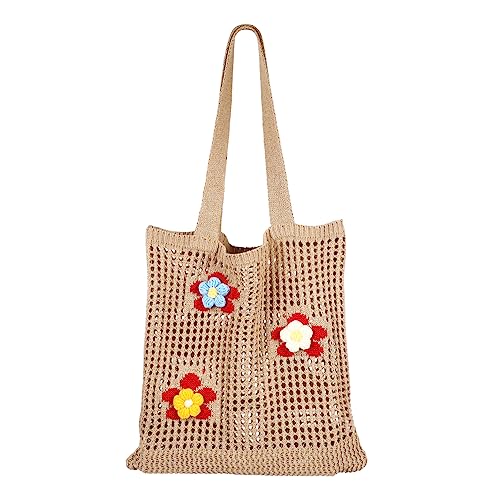 FOMIYES Große Strandtasche Damen mit Dekorativem Blumen Strickmuster Atmungsaktive Mesh Hohlraum Umhängetasche Geräumige Badetasche für Sommer Leichte Schultertasche für Freizeit und FOMIYES Große Strandtasche Damen mit Dekorativem Blumen Strickmuster Atmungsaktive Mesh Hohlraum Umhängetasche Geräumige Badetasche für Sommer Leichte Schultertasche für Freizeit und von FOMIYES