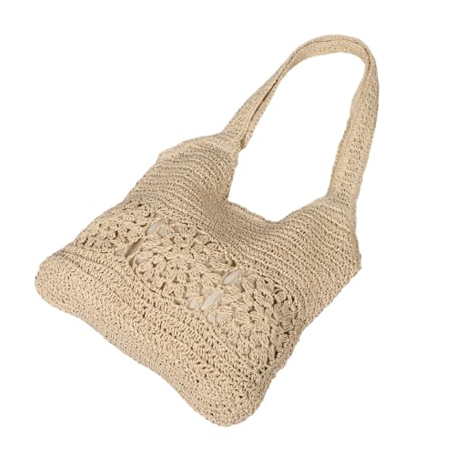 FOMIYES Große Strohtasche Damen Schultertasche mit Ergonomischen Trägern Kratzfest Geräumig mit Mehreren Fächern Strapazierfähiges Material für Sommer Strand Urlaub und Alltag von FOMIYES