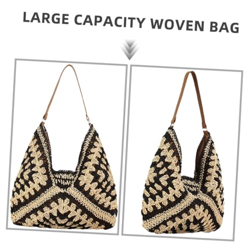FOMIYES Große Woven Schultertasche Damen Leichte Handgewebte Hobo Bag mit Großzügigem Stauraum Stilvolle Papierseil für Urlaub Strand und Alltag von FOMIYES