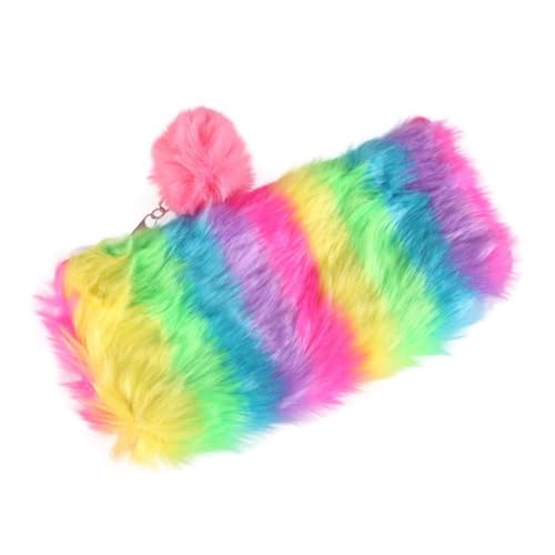 FOMIYES Großes Plüsch Federmäppchen mit Reißverschluss Regenbogenfarbenes Stifteetui für Schule und Reisen Weiche Schreibwaren Aufbewahrungstasche für Schüler Tragbare Stiftebox mit von FOMIYES