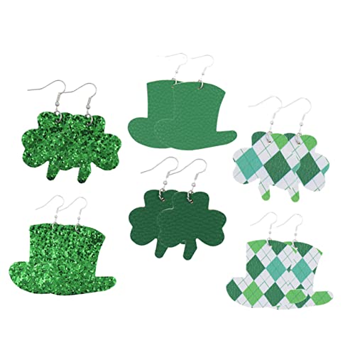 FOMIYES Grüne Kleeblatt Ohrringe Kreatives Design mit Hut und Kleeblatt Langlebig und Leicht Party Schmuck für Patricks Day Festlichkeiten Damenaccessoire von FOMIYES