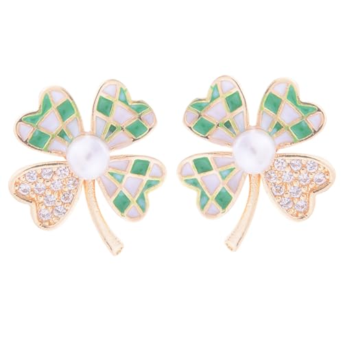 FOMIYES Grüne Vierblättrige Kleeblatt Ohrringe Damen Ohrstecker mit Strass Schmuck für Patricks Day Party Alltagsmode FOMIYES Grüne Vierblättrige Kleeblatt Ohrringe Damen Ohrstecker mit Strass Schmuck für Patricks Day Party Alltagsmode von FOMIYES