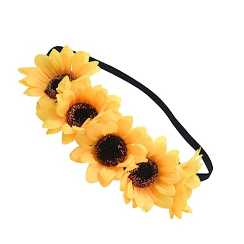 FOMIYES Sonnenblumen-haarband Stirnbänder Für Frauen Sonnenblumenkronen Für Mädchen Boho-blumenkrone Hochzeit Blumenkopfschmuck Pferdeschwanzhalter Die Blumen Hochzeitsblumen Braut von FOMIYES